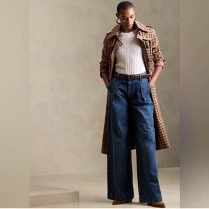 Banana Republic Luxe High Rise Pleated Wide Leg Trouser Jeans 29